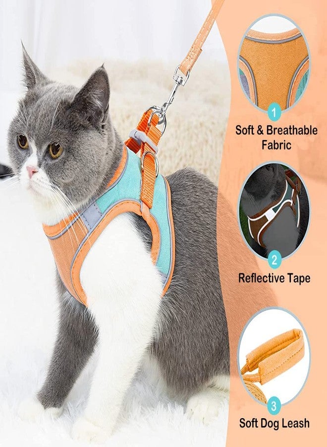 GALV Cat Harness with Leash,Cat Belt Adjustable Size Breathable Cat Vest Strap with Safety Reflective Strip,Pet Leash with Harness for Small pet (M, Orange)(149 cm=1.5 Meter) - Image 4